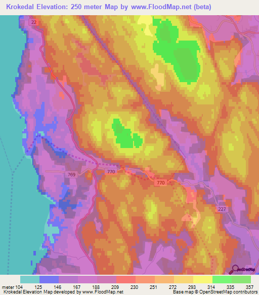 Krokedal,Norway Elevation Map