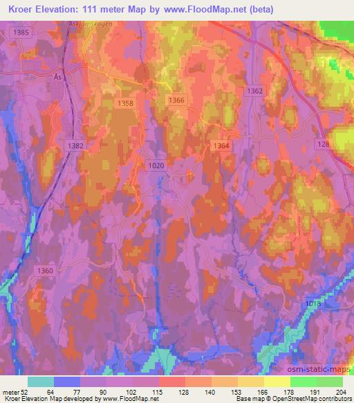 Kroer,Norway Elevation Map