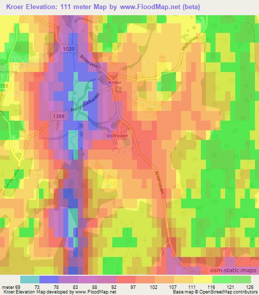 Kroer,Norway Elevation Map