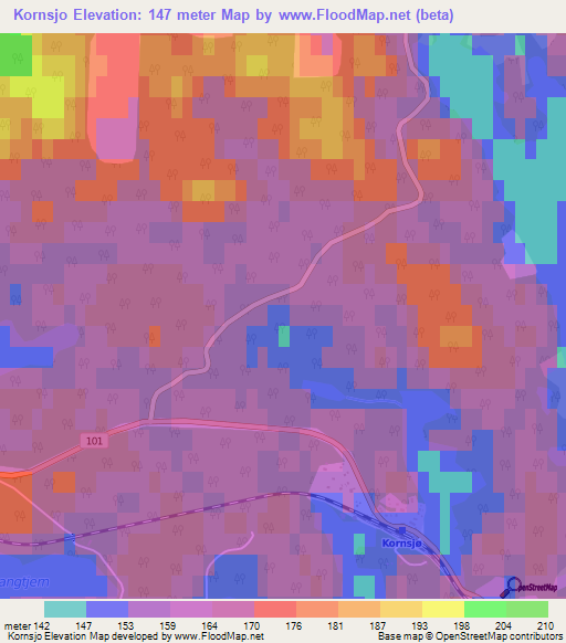 Kornsjo,Norway Elevation Map