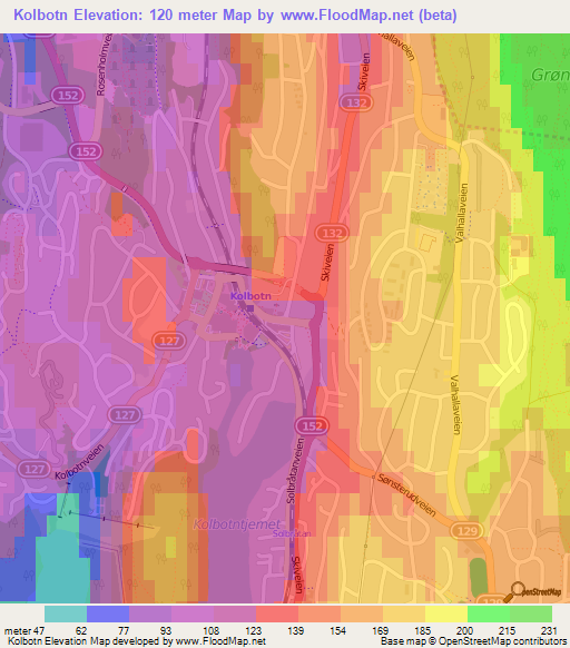 Kolbotn,Norway Elevation Map