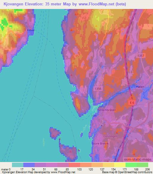 Kjovangen,Norway Elevation Map