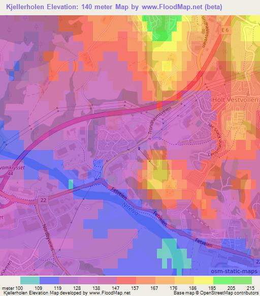 Kjellerholen,Norway Elevation Map
