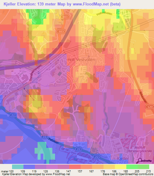 Kjeller,Norway Elevation Map