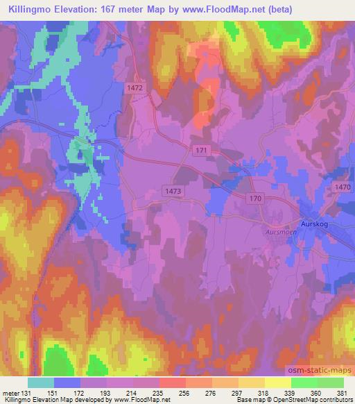 Killingmo,Norway Elevation Map