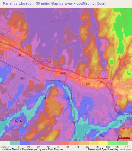 Karlshus,Norway Elevation Map