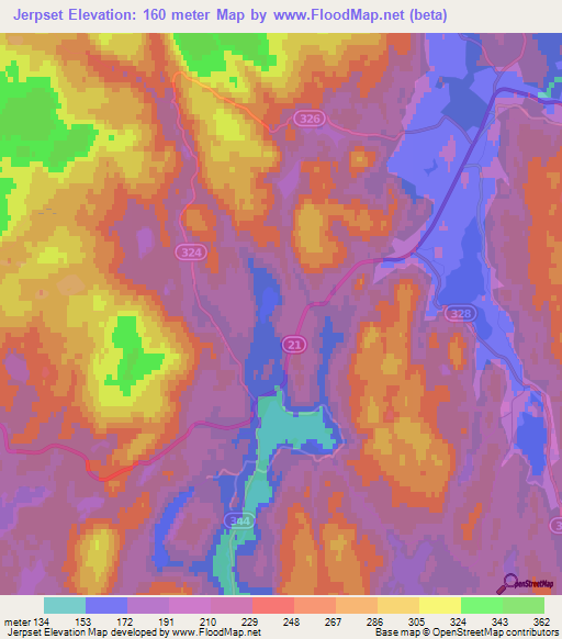 Jerpset,Norway Elevation Map