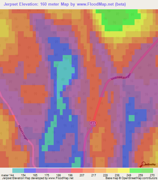 Jerpset,Norway Elevation Map