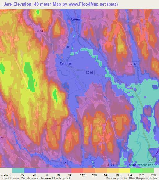 Jare,Norway Elevation Map