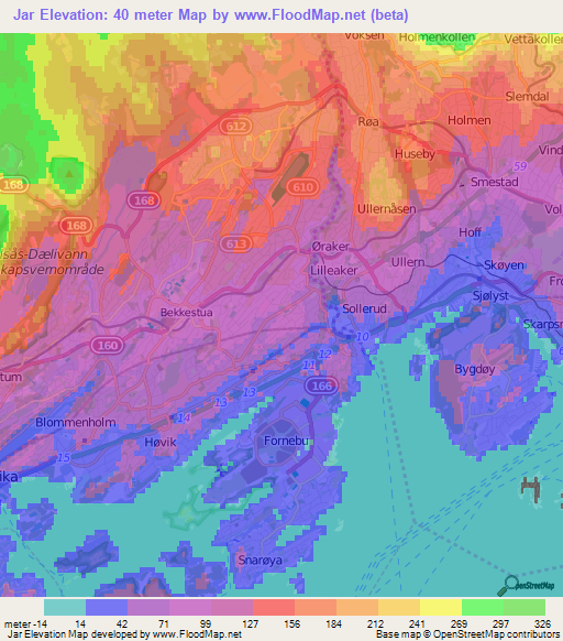 Jar,Norway Elevation Map