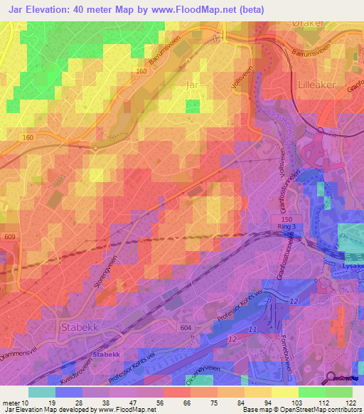 Jar,Norway Elevation Map