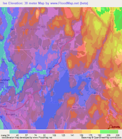 Ise,Norway Elevation Map