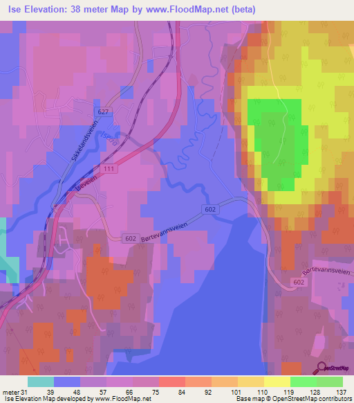 Ise,Norway Elevation Map