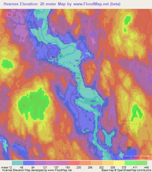 Hvarnes,Norway Elevation Map