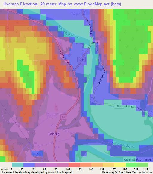 Hvarnes,Norway Elevation Map