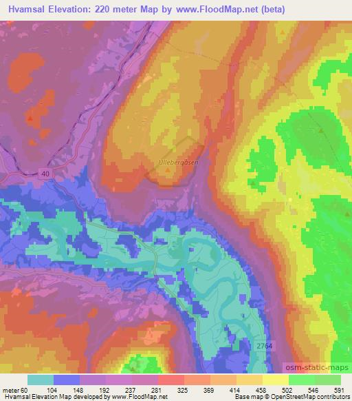 Hvamsal,Norway Elevation Map