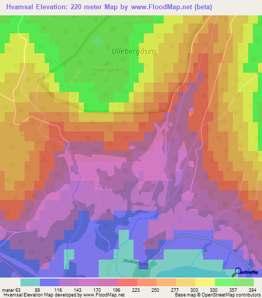 Hvamsal,Norway Elevation Map