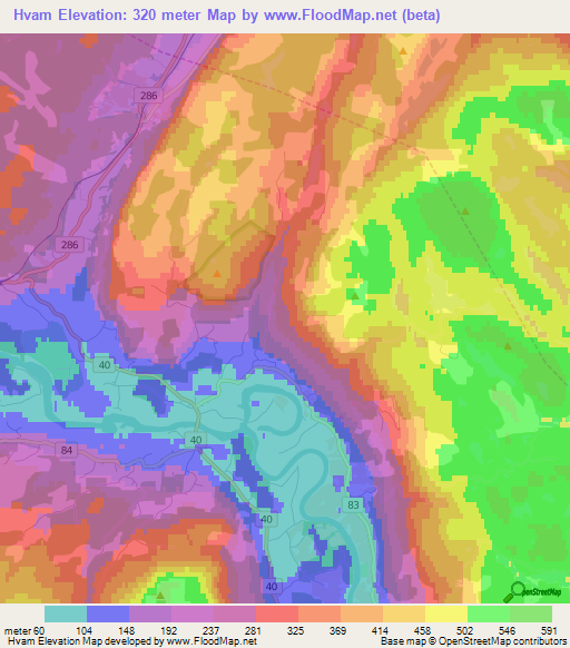 Hvam,Norway Elevation Map