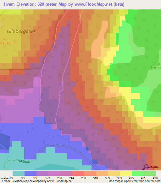 Hvam,Norway Elevation Map