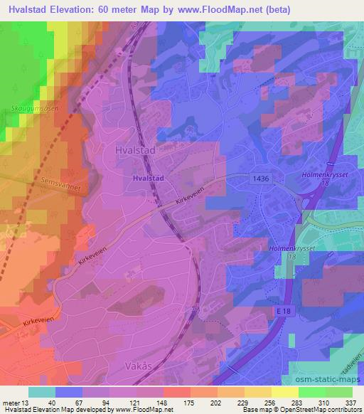 Hvalstad,Norway Elevation Map