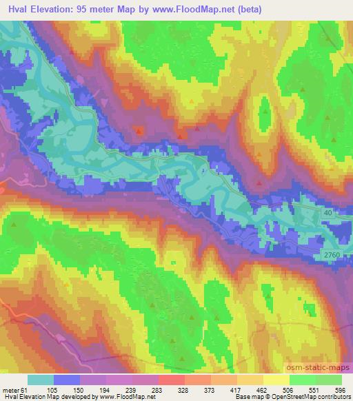 Hval,Norway Elevation Map