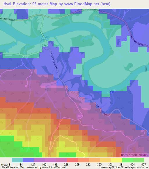 Hval,Norway Elevation Map