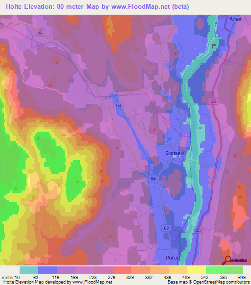 Holte,Norway Elevation Map