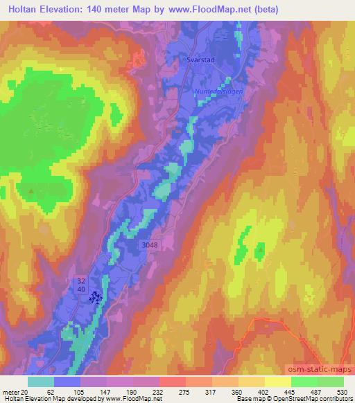 Holtan,Norway Elevation Map