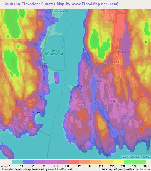 Holmsbu,Norway Elevation Map