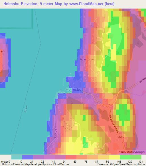 Holmsbu,Norway Elevation Map