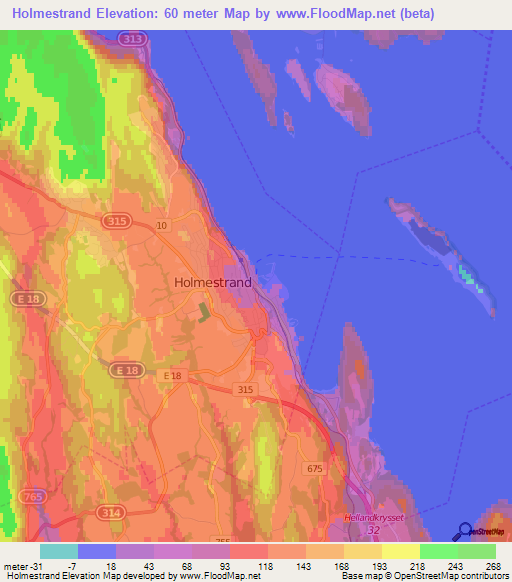 Holmestrand,Norway Elevation Map