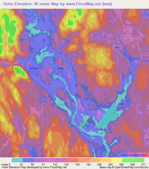 Holm,Norway Elevation Map