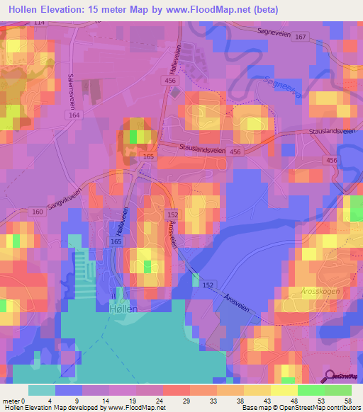 Hollen,Norway Elevation Map