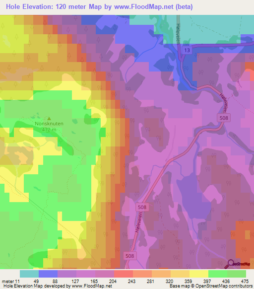 Hole,Norway Elevation Map