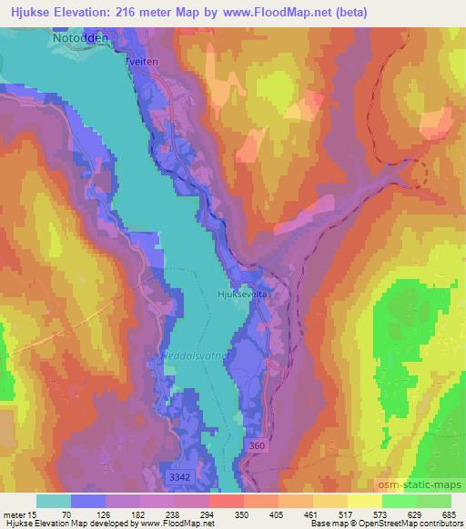 Hjukse,Norway Elevation Map