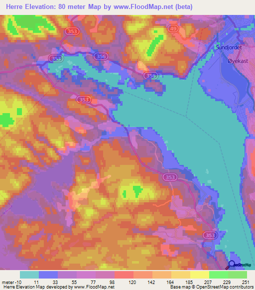 Herre,Norway Elevation Map