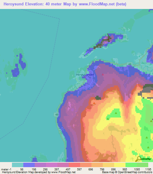 Heroysund,Norway Elevation Map