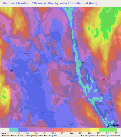 Hemnes,Norway Elevation Map
