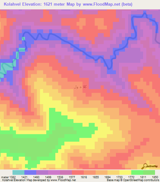 Kolahvel,Iran Elevation Map