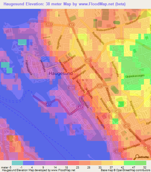 Haugesund,Norway Elevation Map