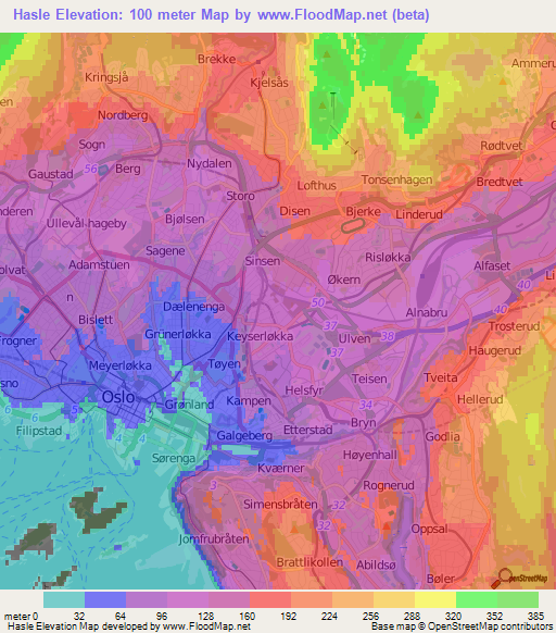 Hasle,Norway Elevation Map