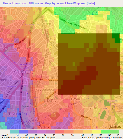 Hasle,Norway Elevation Map