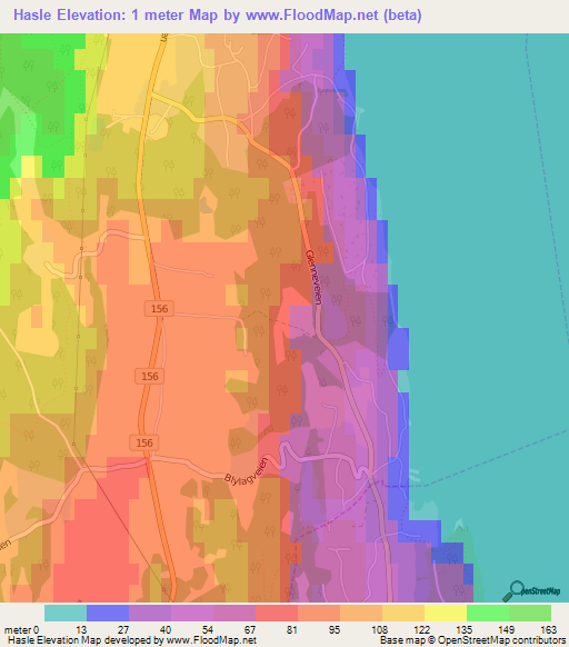 Hasle,Norway Elevation Map