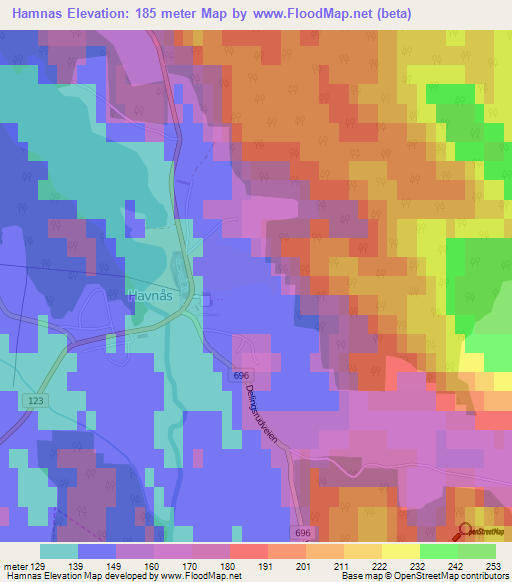 Hamnas,Norway Elevation Map