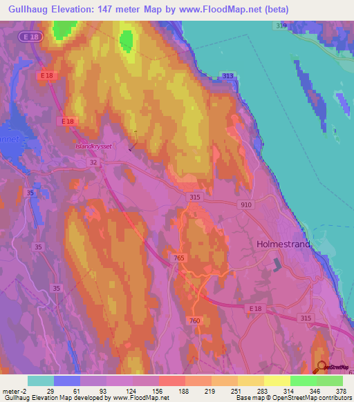 Gullhaug,Norway Elevation Map