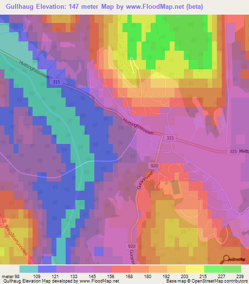 Gullhaug,Norway Elevation Map