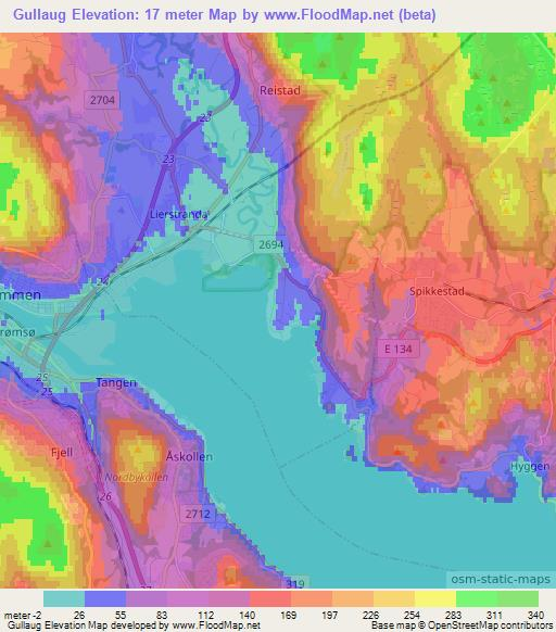 Gullaug,Norway Elevation Map