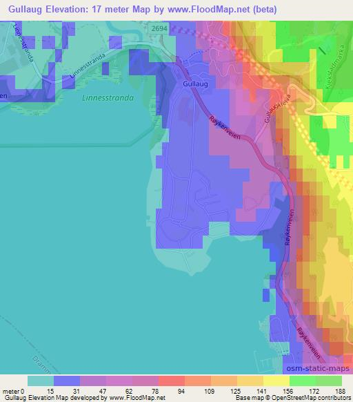 Gullaug,Norway Elevation Map