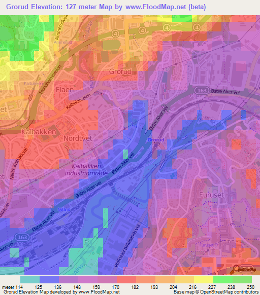 Grorud,Norway Elevation Map