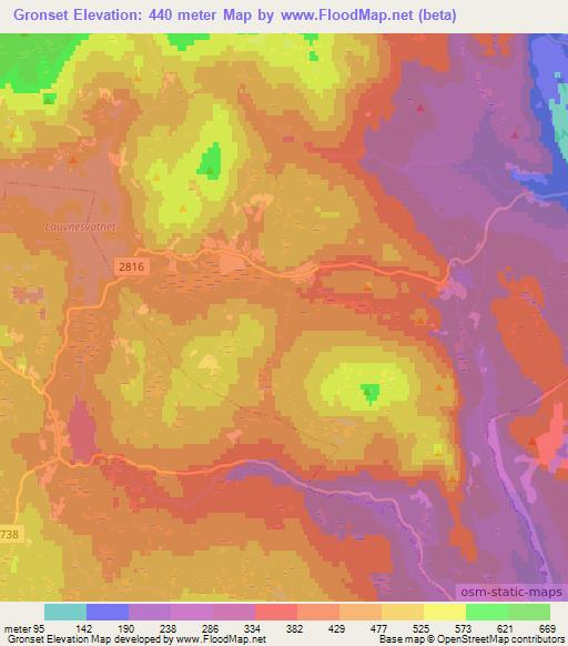 Gronset,Norway Elevation Map
